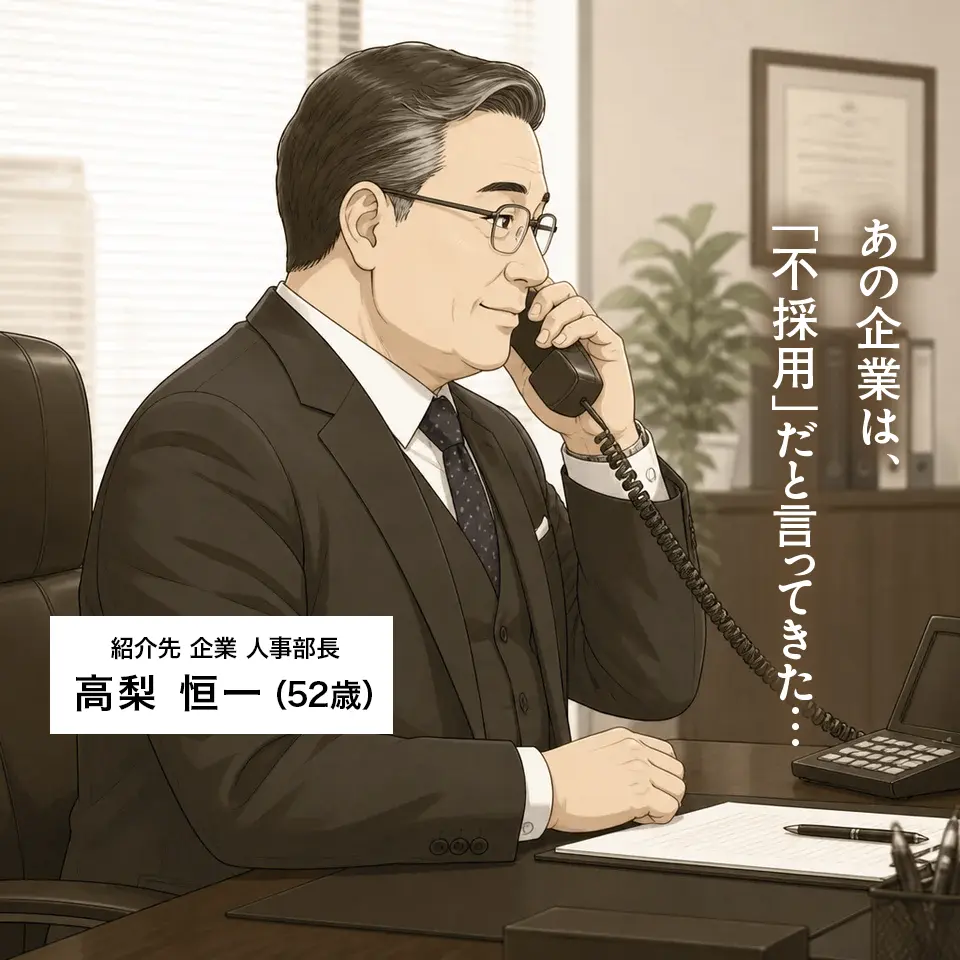 紹介先企業 人事部長・高梨恒一「あの企業は「不採用」だと言ってきた…」