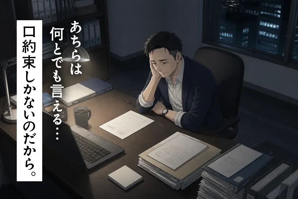 「あちらは何とでも言える…」「口約束しかないのだから。」